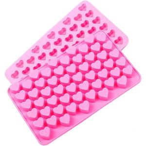  Silicone Mini Heart 55-Cavity Molds For Baking, Heart Shape Ice Cube Candy Chocolate Mold, Valentine Candy Molds Manufactures
