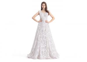 China Grace White Lace Embroidery Simple Elegant Wedding Dresses Sleeveless U - Neck on sale