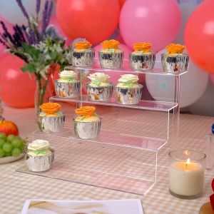  12x1.8x9in 4 Steps Acrylic Cupcake Stand For Supermarket Manufactures