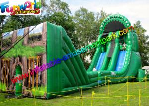 China Green Forest Inflatable Slide Zip Line Crazy With 21L x 6W x 11H Meter on sale