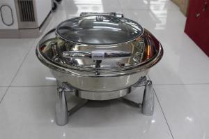 China Food Pan Hydraulic Round Chafing Dish With Glass Window / Mechanical Hinge Lid Dia.36cm 6.8Ltr on sale