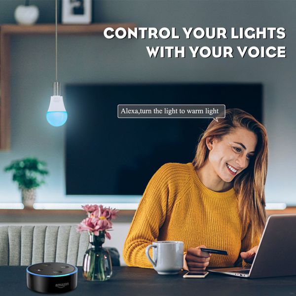 Home Stepless Dimmable Voice Wifi Smart Light Bulb 80ra