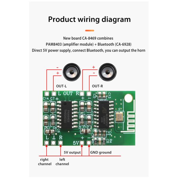 Compact 5V BT Module 5.0 Class D PAM8403 Digital Audio Power Amplifier with CA-6928 BT