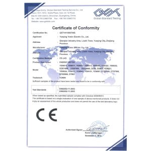 YUEQING YOMIN ELECTRIC CO., LTD Certifications