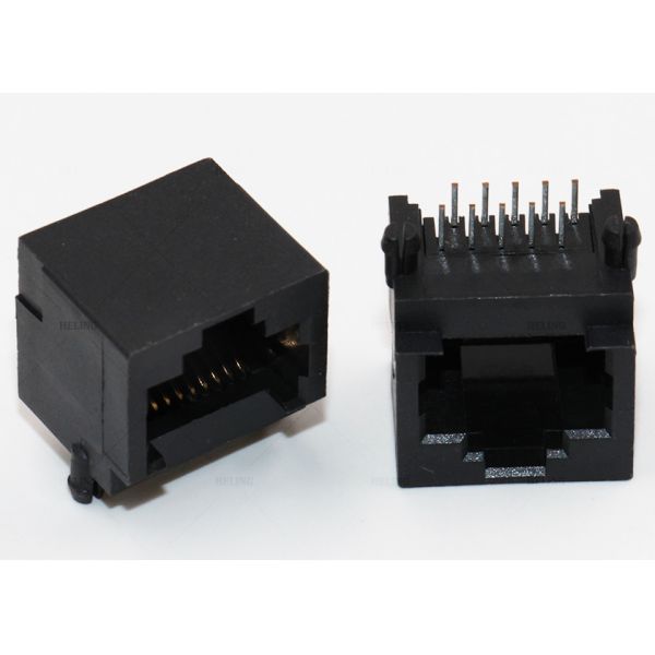 8P8C RJ45 Through Hole Connector , THT Solder Right Angle RJ45 With Posts