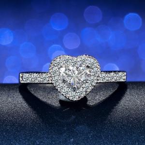 China Luxury Princess Heart  Shape Ring Cubic Zircon Wedding Rings for Women New Design Engagement Fashion Ring Jewelry on sale