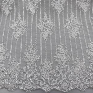 China Floral Corded Embroidered Sequin Lace Fabric For Bridal Gowns Dresses on sale