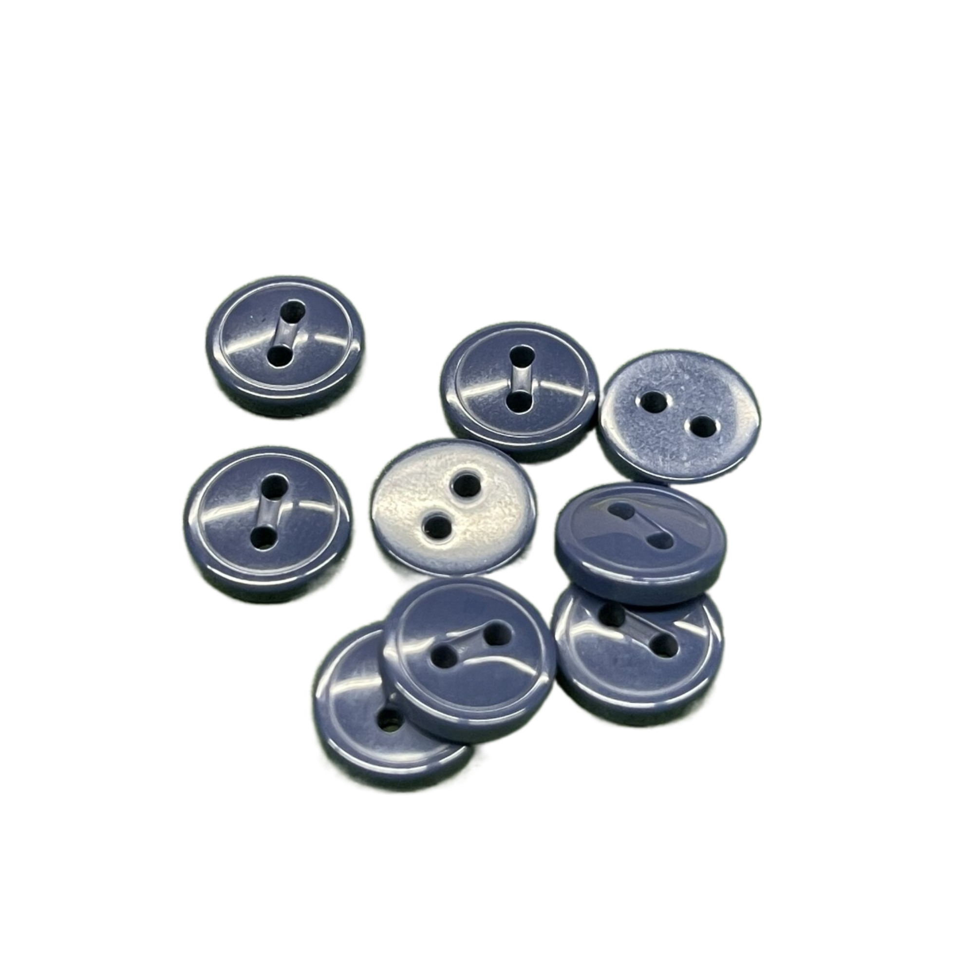 Groove In The Middle Two Hole Flat Back Plastic Resin Buttons 16L Navy Blue Color For Sewing