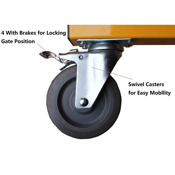 Warehouse Heavy Duty Steel Portable Folding Security Gates With Warning Label