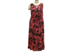  Full Length Short  Sleeve Chiffon Maxi Dress , A Line Summer Casual Dresses Leaf Printed Manufactures