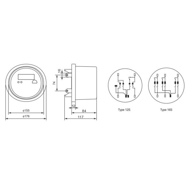 High Quality 12S 12S 16S Round Meter Socket Ansi Socket Three Phase Energy Meter / MEDIDOR KWH RECEPTACULO