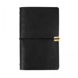 China A5 Size Vintage Strappy Notebook Soft Leather Loose Leaf Notebooks Customizable With Pen on sale