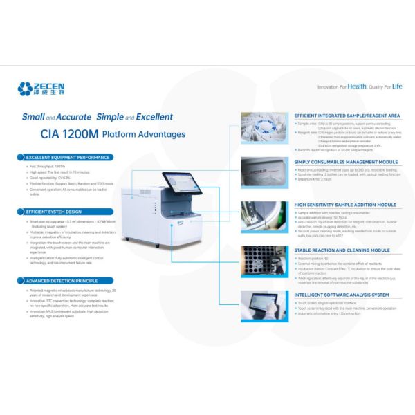 15 Minutes Benchtop Immunoassay Analyzer Throughput 120T/Hour Clinical Diagnostic Analyzer