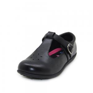 China Classic Flush Flower Mary Jane Dress Shoes Girls Black Leather School Shoes on sale