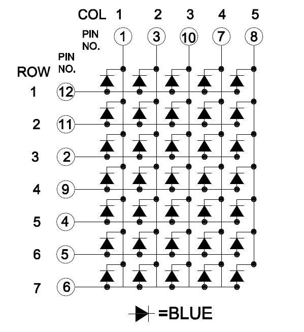 1.9mm Diameter 5x7 Dot Matrix Display White Color For Arrow Sign