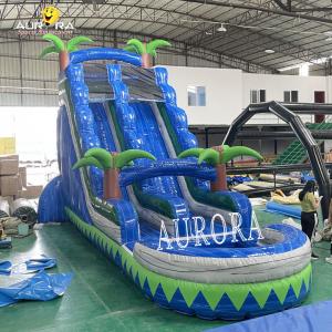 China Home Blue Large Inflatable Pool Slide 0.55mm Thick Vinyl Tarpaulin Mateiral on sale
