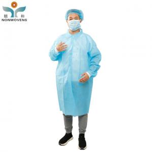  Mid Length Blue Disposable Lab Coats Resistant Knitted Collar Medical Grade Manufactures
