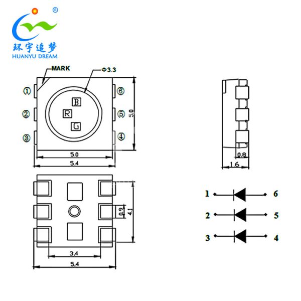 5050 RGB SMD LED Chip 0.5W High Brightness for Tunnel Lighting