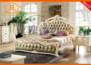 China Hot selling antique Wood carving white bed Solid Beech custom made bed Made in china stock bed bedroom furniture sets on sale