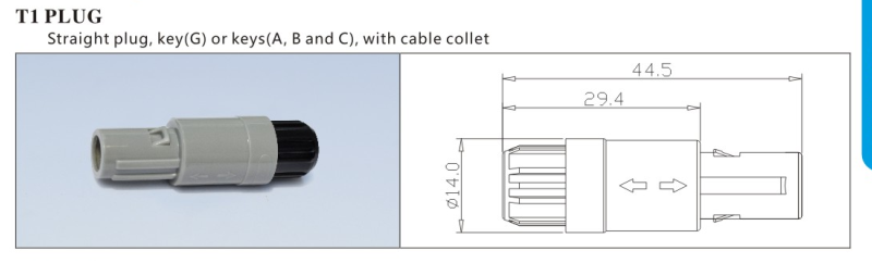 2- 14 Pin Round Connector , Infusion Pump Push Pull Connector Plastic With Blue Nut