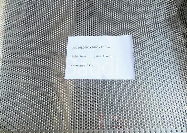 Quality Chemical Industry Perforated Steel Sheet 2000 X 1000 X 1.5mm With Round Hole 8mm for sale