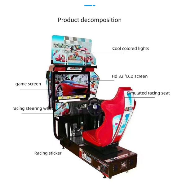 Experience the Thrill 32" LCD Coin Operated Car Racing Game Machine Driving Simulator