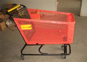  Portable Plastic Shopping Trolley 4 Wheel Red Supermarket Shopping Basket Manufactures