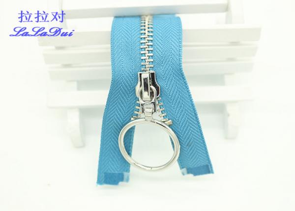 Quality 30 Inch Open End Dual Separating Zipper , Long Separating Zippers For Garments for sale