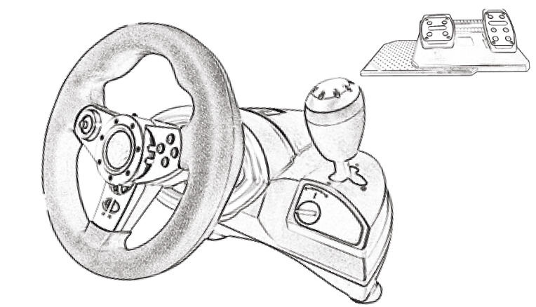 Dual Vibration Wired Large PC Game Racing Wheel With Adjustable Sensitivity