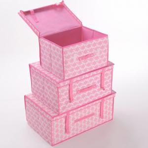 China Household  Clothing Non Woven Storage Boxes with Lid Large Pink Essential on sale