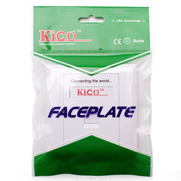 Kico cat6 cat5 cat7 RJ11 RJ45 single port pvc faceplate Type 86*86 Networking Faceplate